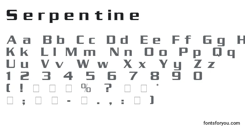 A fonte Serpentine – alfabeto, números, caracteres especiais