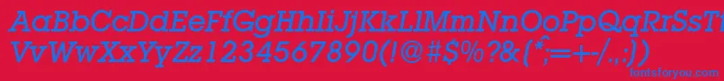 フォントL850SlabMediumItalic – 赤い背景に青い文字
