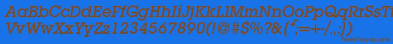 L850SlabMediumItalic Font – Brown Fonts on Blue Background
