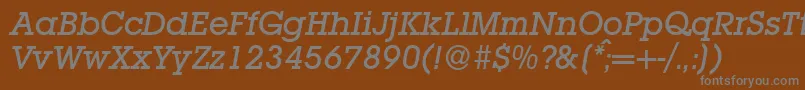 L850SlabMediumItalic Font – Gray Fonts on Brown Background