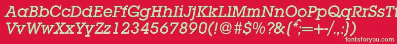 L850SlabMediumItalic Font – Green Fonts on Red Background