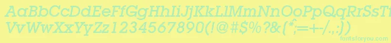 Шрифт L850SlabMediumItalic – зелёные шрифты на жёлтом фоне