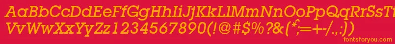 L850SlabMediumItalic Font – Orange Fonts on Red Background
