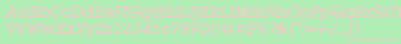L850SlabMediumItalic-Schriftart – Rosa Schriften auf grünem Hintergrund