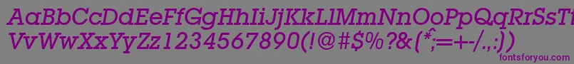 L850SlabMediumItalic Font – Purple Fonts on Gray Background