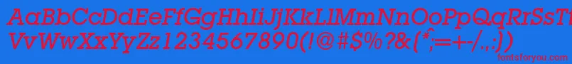 L850SlabMediumItalic Font – Red Fonts on Blue Background