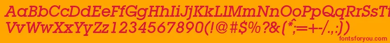 Czcionka L850SlabMediumItalic – czerwone czcionki na pomarańczowym tle