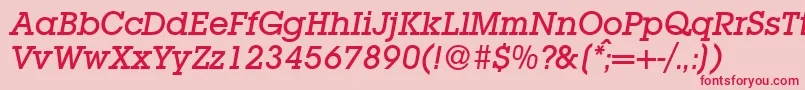 フォントL850SlabMediumItalic – ピンクの背景に赤い文字