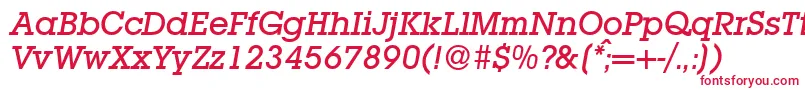 L850SlabMediumItalic-fontti – punaiset fontit valkoisella taustalla