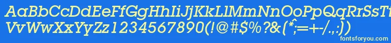 L850SlabMediumItalic Font – Yellow Fonts on Blue Background