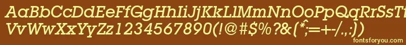 L850SlabMediumItalic Font – Yellow Fonts on Brown Background
