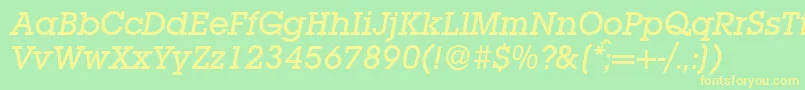 L850SlabMediumItalic Font – Yellow Fonts on Green Background