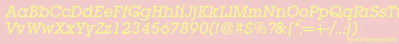 フォントL850SlabMediumItalic – 黄色のフォント、ピンクの背景