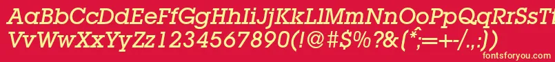 L850SlabMediumItalic Font – Yellow Fonts on Red Background