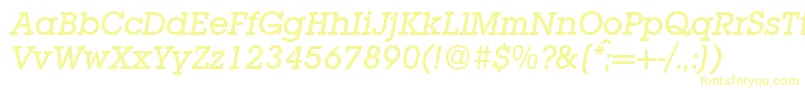 L850SlabMediumItalic-Schriftart – Gelbe Schriften auf weißem Hintergrund