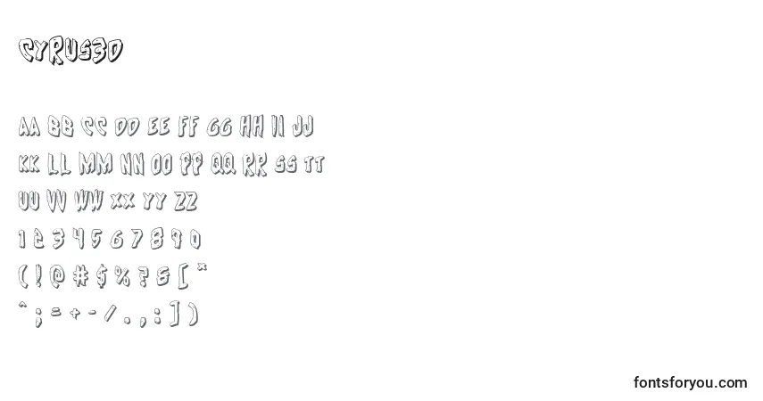 Cyrus3D-fontti – aakkoset, numerot, erikoismerkit