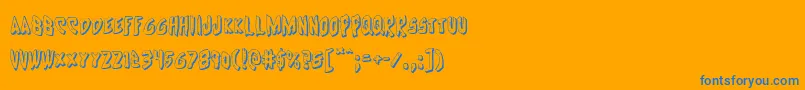 Cyrus3D-Schriftart – Blaue Schriften auf orangefarbenem Hintergrund