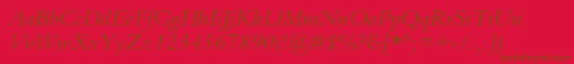 BembostdItalic Font – Brown Fonts on Red Background