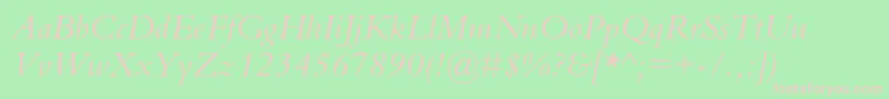 BembostdItalic Font – Pink Fonts on Green Background