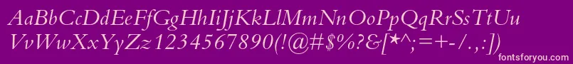 BembostdItalic Font – Pink Fonts on Purple Background