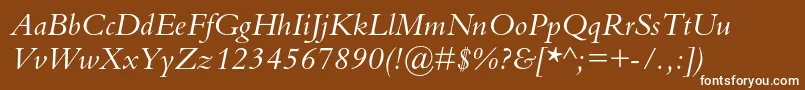 BembostdItalic Font – White Fonts on Brown Background