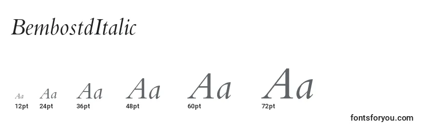 Размеры шрифта BembostdItalic