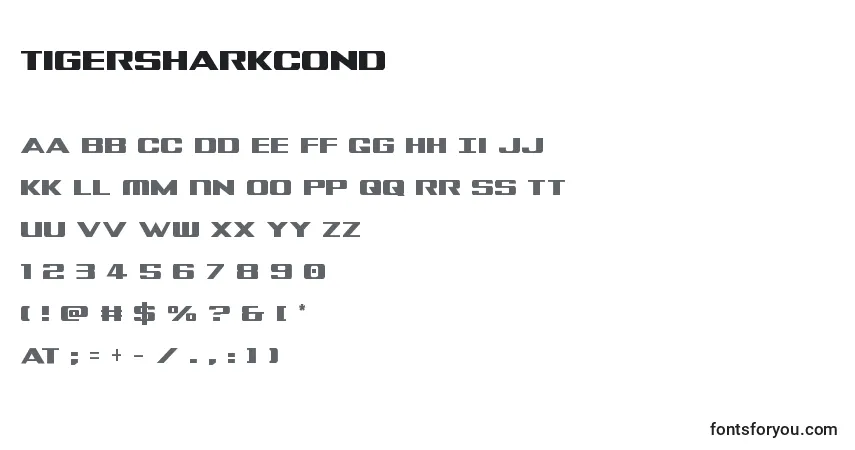 Schriftart Tigersharkcond – Alphabet, Zahlen, spezielle Symbole