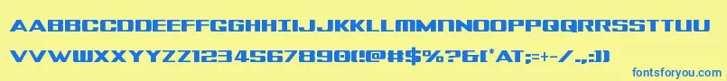 Fonte Tigersharkcond – fontes azuis em um fundo amarelo
