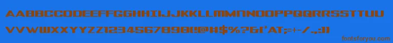 フォントTigersharkcond – 茶色の文字が青い背景にあります。