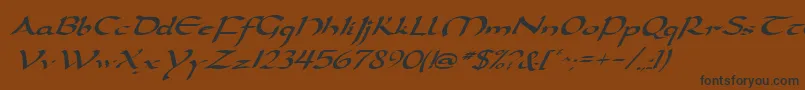 DarwyckeItalic-fontti – mustat fontit ruskealla taustalla