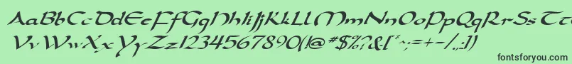 DarwyckeItalic-fontti – mustat fontit vihreällä taustalla