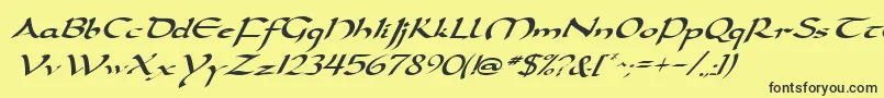 DarwyckeItalic-Schriftart – Schwarze Schriften auf gelbem Hintergrund