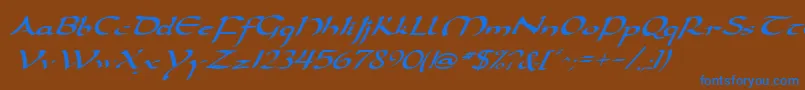 フォントDarwyckeItalic – 茶色の背景に青い文字