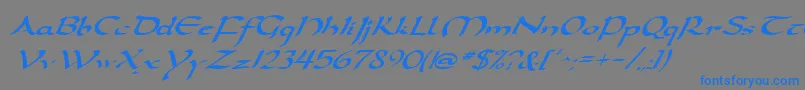 フォントDarwyckeItalic – 灰色の背景に青い文字