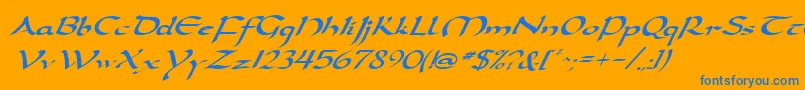 Шрифт DarwyckeItalic – синие шрифты на оранжевом фоне