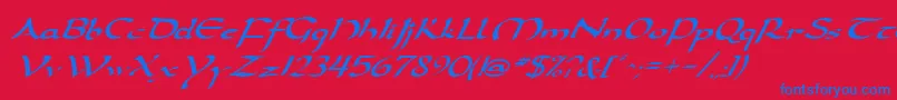 DarwyckeItalic Font – Blue Fonts on Red Background