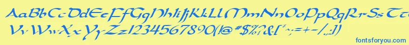 DarwyckeItalic-fontti – siniset fontit keltaisella taustalla