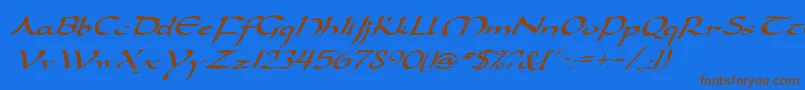 Czcionka DarwyckeItalic – brązowe czcionki na niebieskim tle
