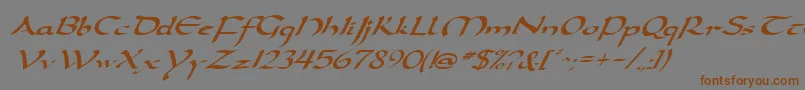DarwyckeItalic-Schriftart – Braune Schriften auf grauem Hintergrund