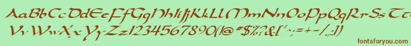 フォントDarwyckeItalic – 緑の背景に茶色のフォント