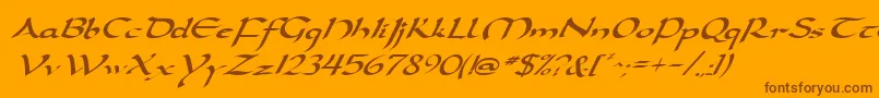 フォントDarwyckeItalic – オレンジの背景に茶色のフォント