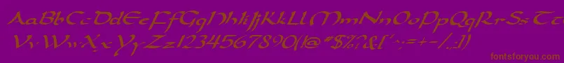 DarwyckeItalic-Schriftart – Braune Schriften auf violettem Hintergrund