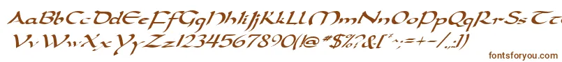 Czcionka DarwyckeItalic – brązowe czcionki na białym tle