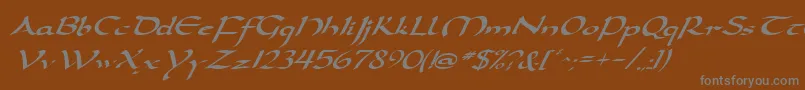 フォントDarwyckeItalic – 茶色の背景に灰色の文字