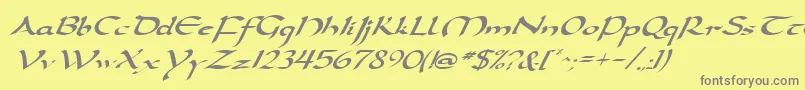 Czcionka DarwyckeItalic – szare czcionki na żółtym tle