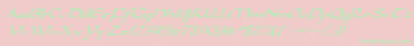 DarwyckeItalic-fontti – vihreät fontit vaaleanpunaisella taustalla