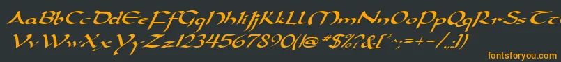 DarwyckeItalic-Schriftart – Orangefarbene Schriften auf schwarzem Hintergrund