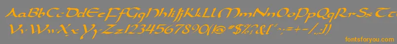 Czcionka DarwyckeItalic – pomarańczowe czcionki na szarym tle