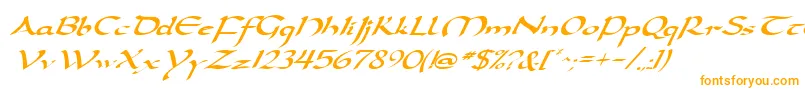 DarwyckeItalic-fontti – oranssit fontit valkoisella taustalla