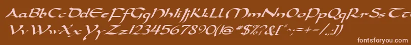 DarwyckeItalic-Schriftart – Rosa Schriften auf braunem Hintergrund
